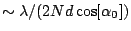 $\sim \lambda /
(2Nd\cos[\alpha_0])$
